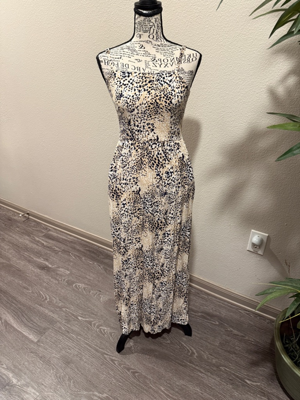As U Wish Printed Maxi Dress in Cream and Black